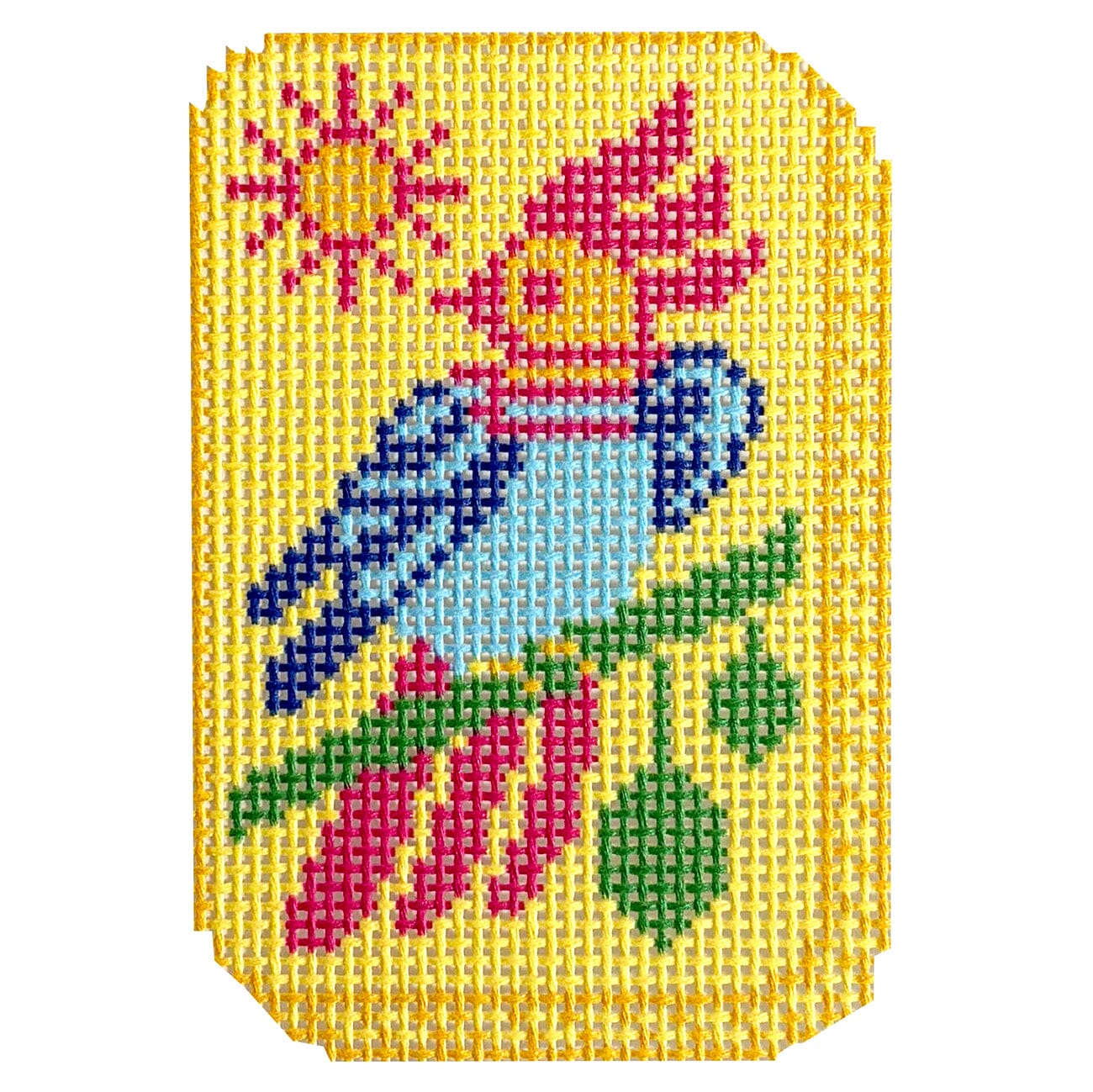 Bird Bam Yellow Mahjong Tile Printed Canvas KCN Designers  - 1