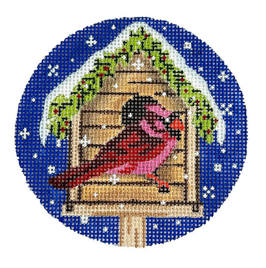 Birdhouse - Cardinal Painted Canvas Blue Ridge Stitchery 