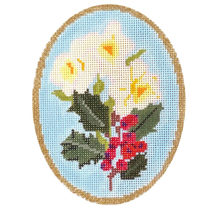 Birth Flowers: December Painted Canvas Atlantic Blue Canvas 
