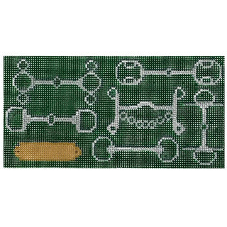 Bits and Nameplate Clutch Insert   Hunter Green Painted Canvas The Gingham Stitchery 
