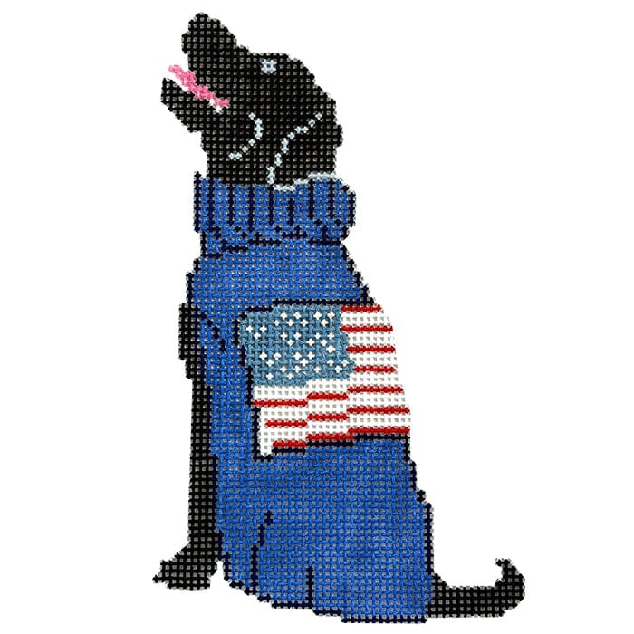 Black Lab with Sweater Painted Canvas Froopy Designs 
