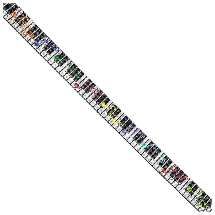 Black Piano Keys Belt Painted Canvas The Meredith Collection  - 1
