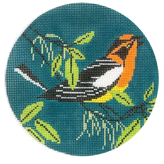 Blackburnian Warbler Ornament Painted Canvas Charley Harper 
