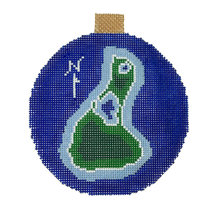 Block Island Map Ornament Painted Canvas Ann Kaye Studio 
