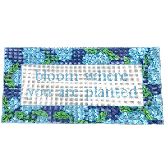 Bloom Where You Are Blue Floral Painted Canvas KCN Designers  - 1