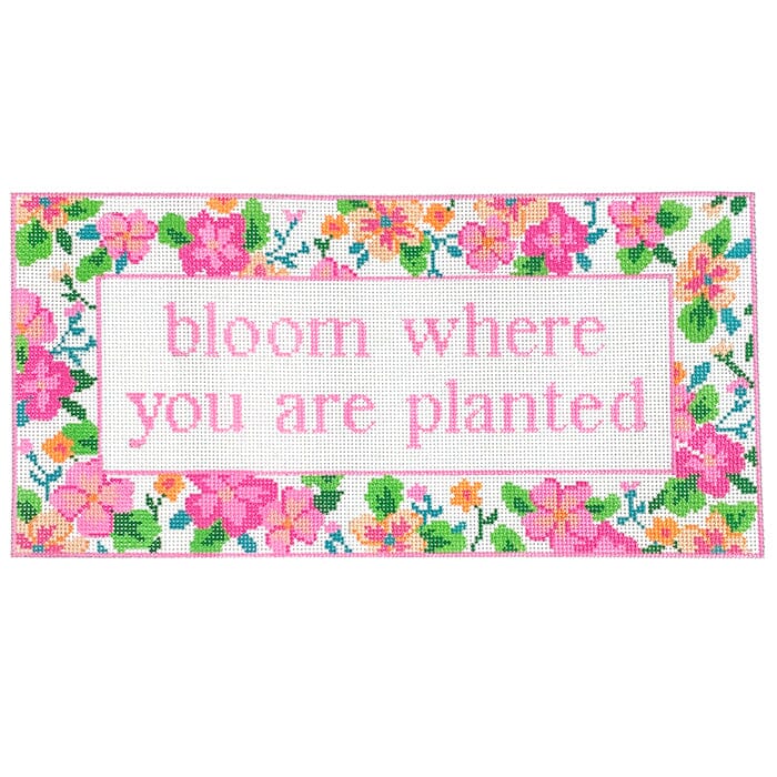 Bloom Where You Are Pink Floral Painted Canvas KCN Designers 