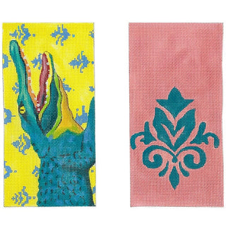 Blue Alligator Eyeglass Case Painted Canvas Colors of Praise 

