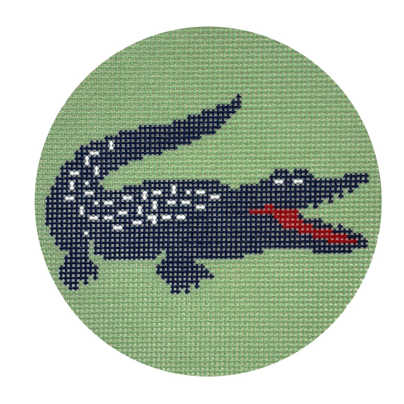 Blue Alligator Painted Canvas MF Needlepoint  - 1