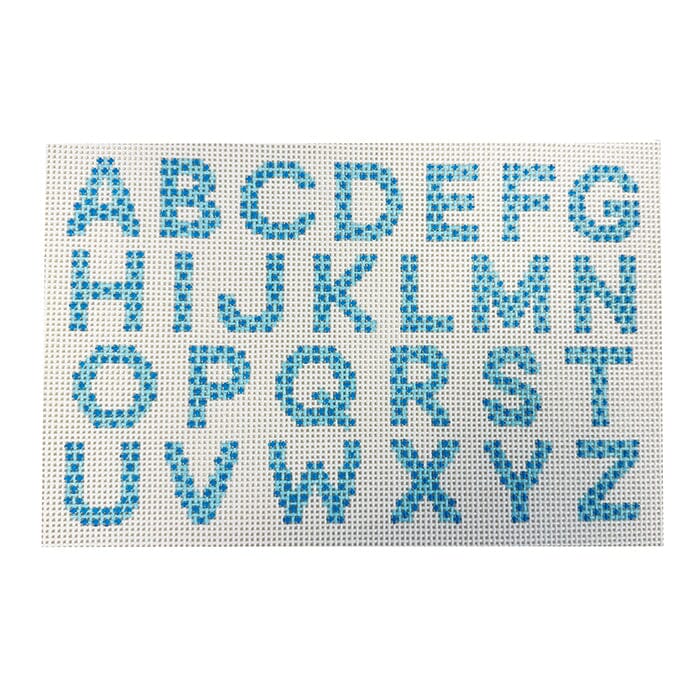 Blue Alphabet Sampler Painted Canvas Coco Frank Studio 