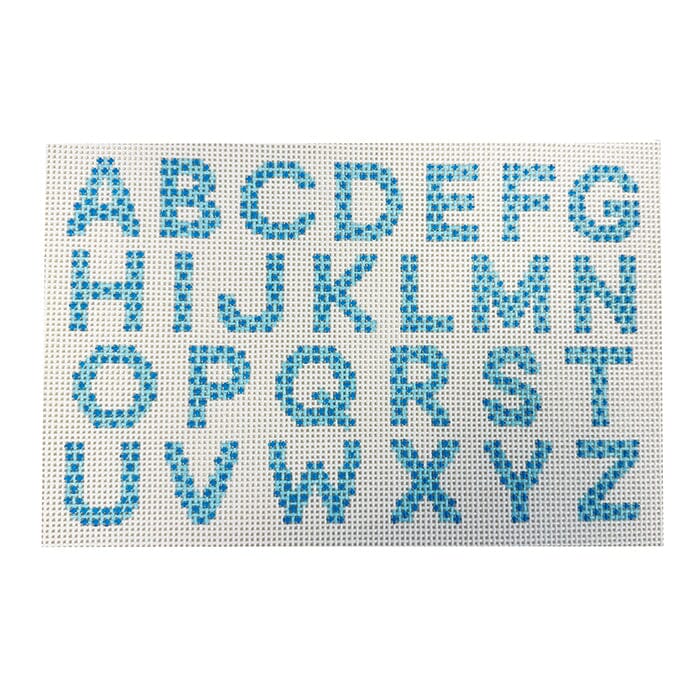 Blue Alphabet Sampler Painted Canvas Coco Frank Studio 
