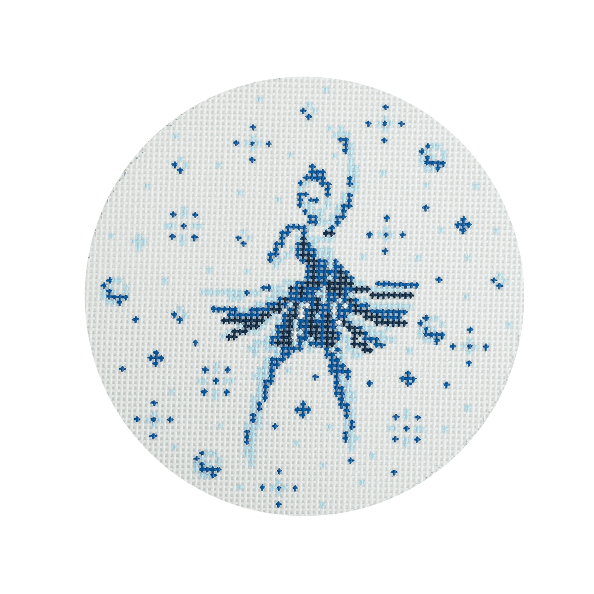 Blue and White Ballerina Round Painted Canvas Arden Gray Co.  - 1