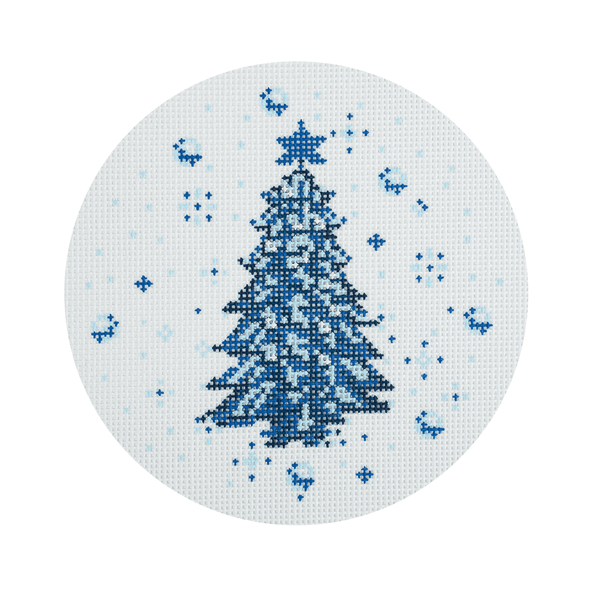 Blue and White Tree Round Painted Canvas Arden Gray Co.  - 1