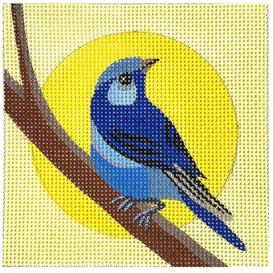 Blue Bird on Yellow 5x5 Painted Canvas Alice Peterson Company 