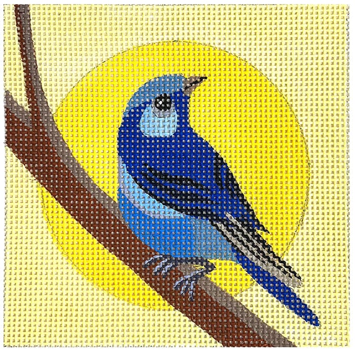 Blue Bird on Yellow 5x5 Painted Canvas Alice Peterson Company 
