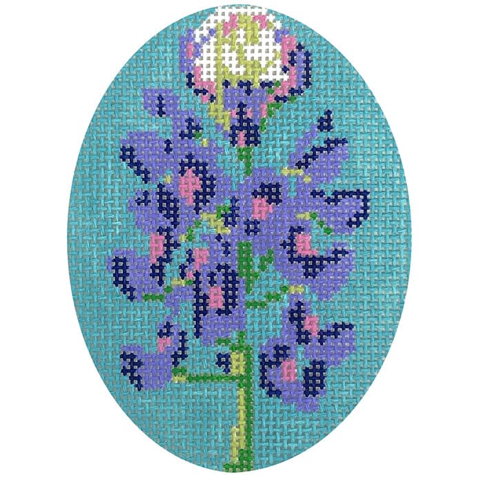 Blue Bonnet Oval Painted Canvas Atlantic Blue Canvas 
