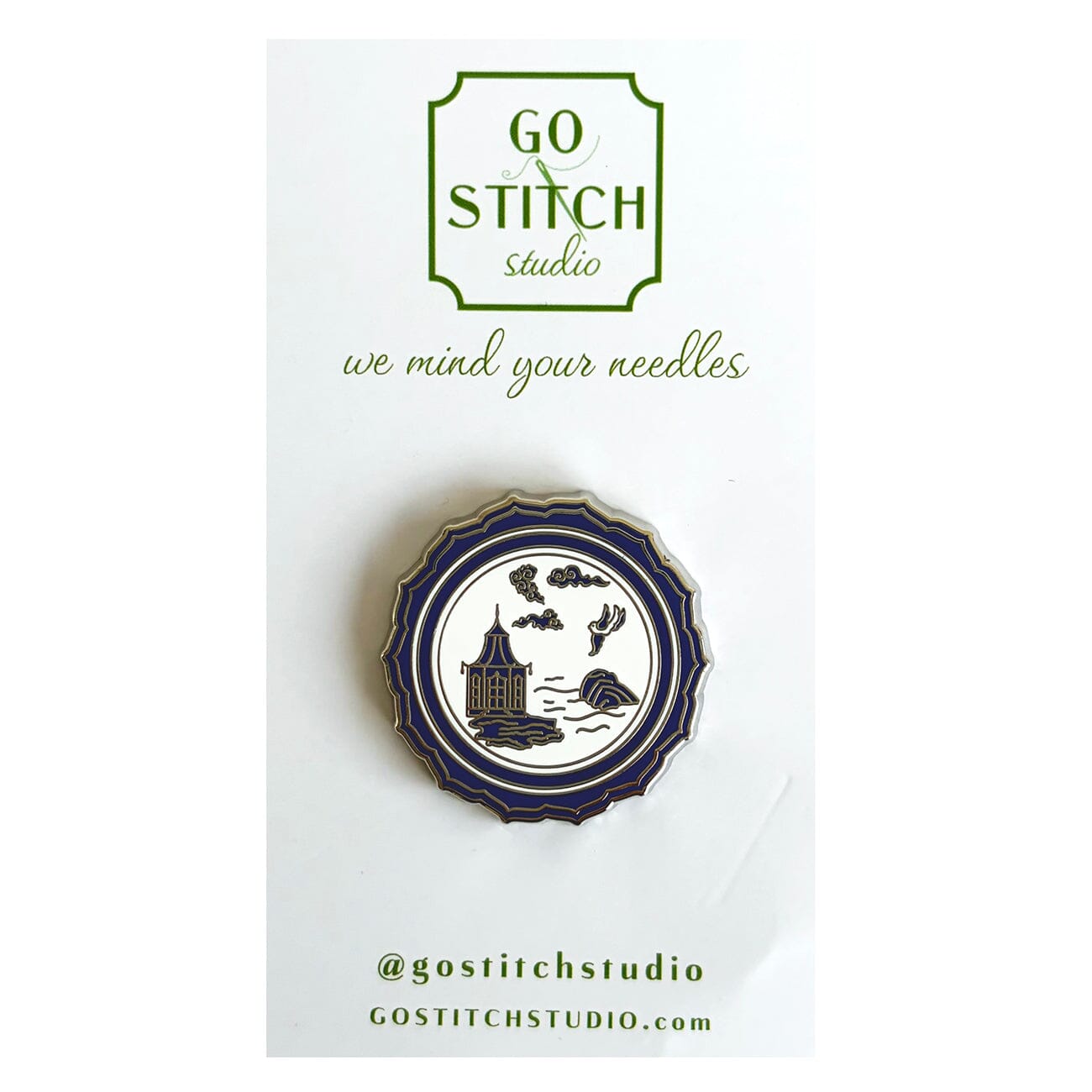 Blue Canton Plate Needle Minder Accessories Go Stitch Studio  - 1