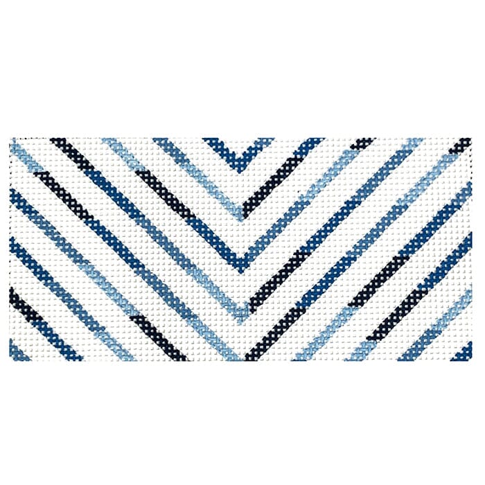 Blue Chevron 3x6 Clutch Insert Painted Canvas Anne Fisher Needlepoint LLC 