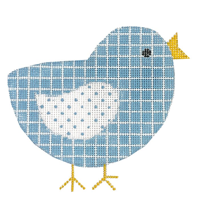 Blue Chick w/Stitch Guide Painted Canvas Danji Designs  - 1
