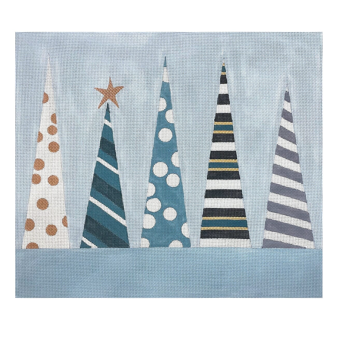 Blue Christmas Trees Painted Canvas Alice Peterson Company  - 1