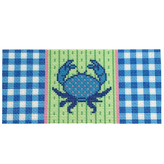 Blue Crab/Gingham Insert Printed Canvas Two Sisters Needlepoint 