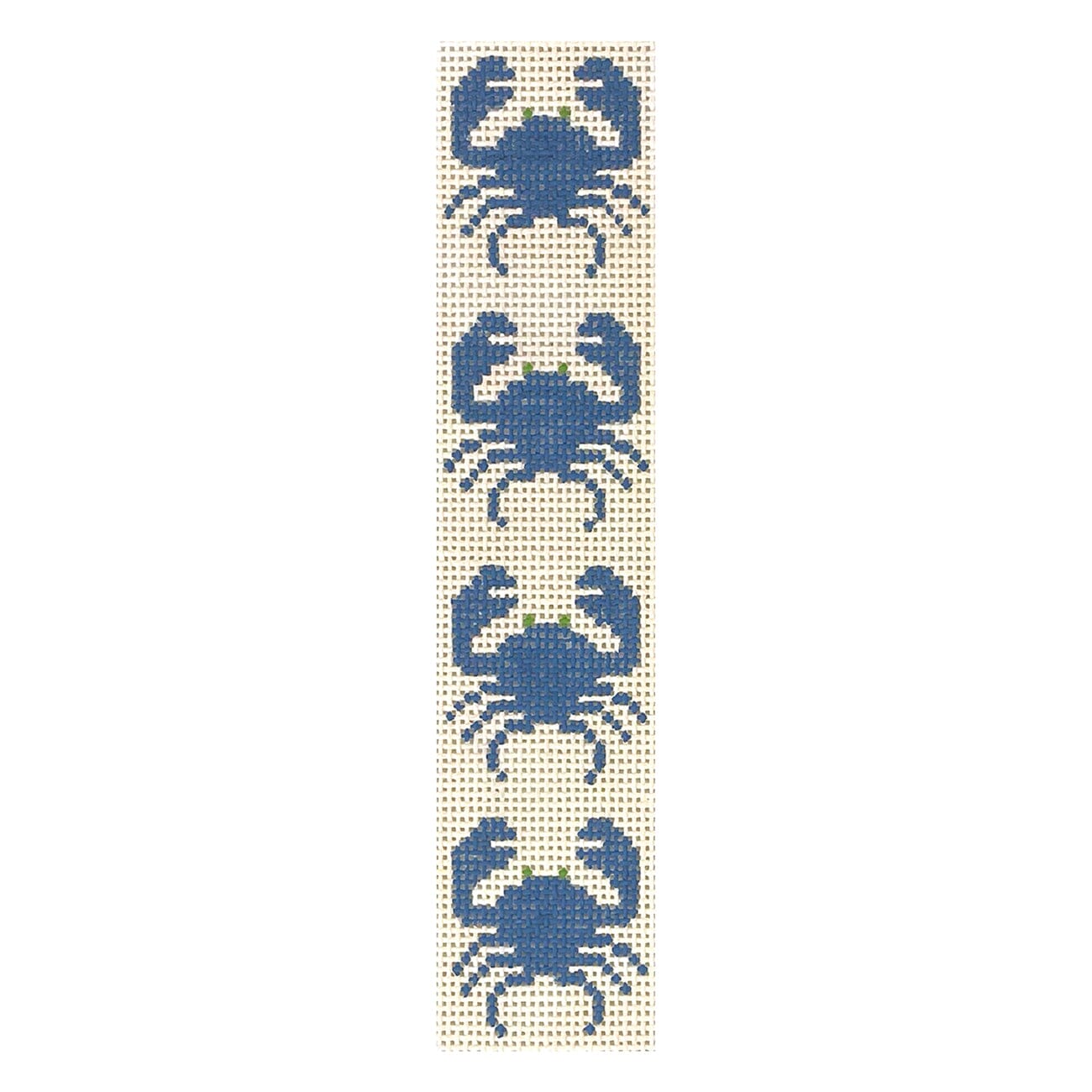 Blue Crabs on Ivory Bookmark Painted Canvas J. Child Designs  - 1