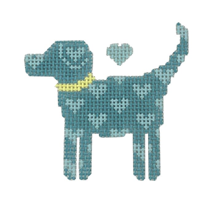 Blue Dog with Heart Painted Canvas NDLPT Designs  - 1