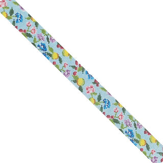 Blue Floral Dog Collar Painted Canvas C'ate La Vie 

