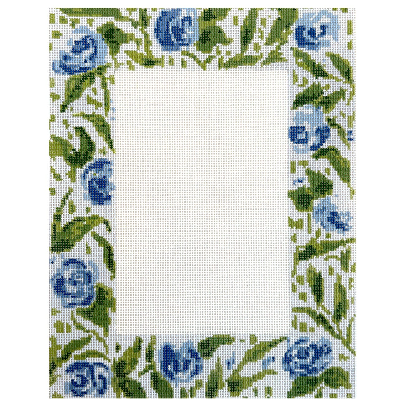 Blue Floral Frame Painted Canvas Camilla Moss  - 1