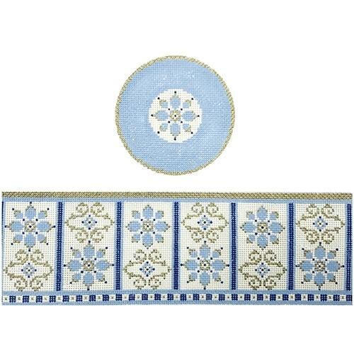 Blue Floral hinged box with hardware Painted Canvas Funda Scully 
