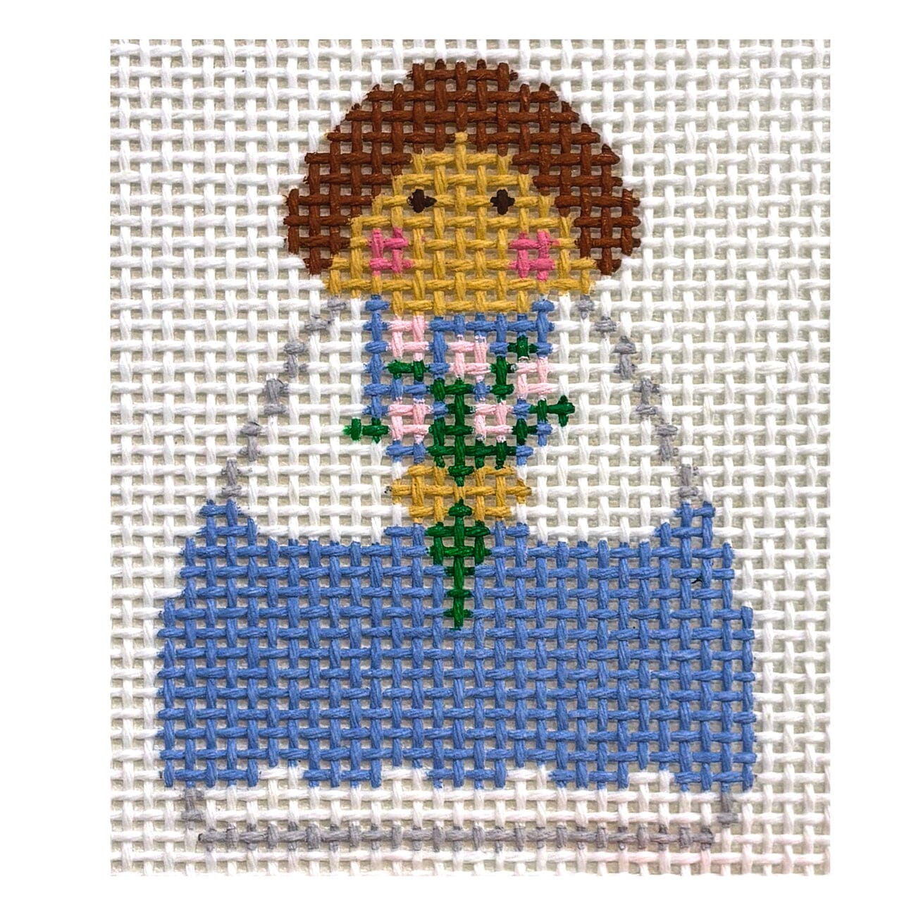 Blue Flower Angel Painted Canvas KCN Designers  - 1