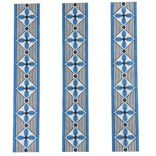 Blue Geometric Luggage Straps Painted Canvas The Meredith Collection 