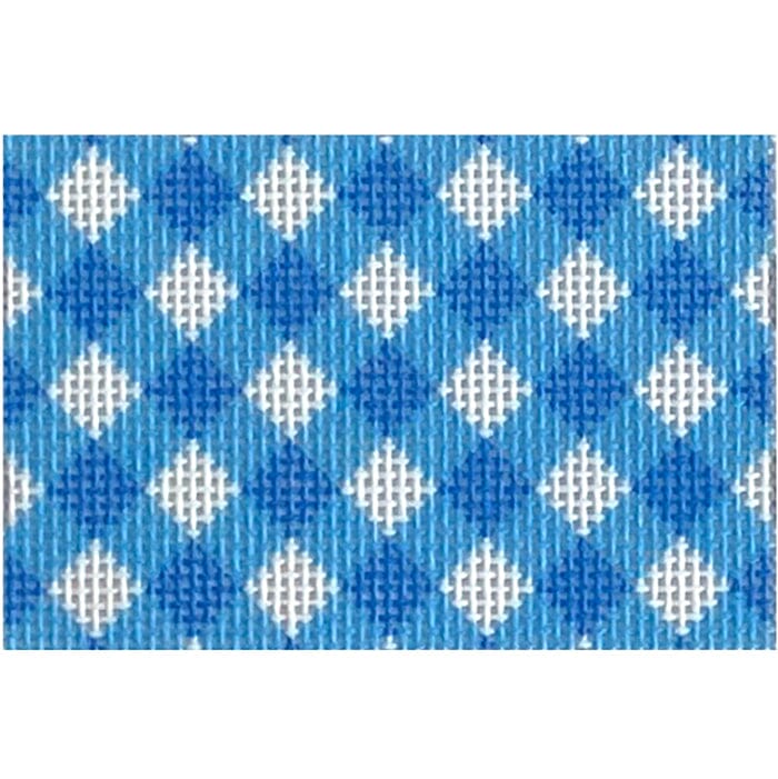 Blue Gingham Insert Printed Canvas Two Sisters Needlepoint 
