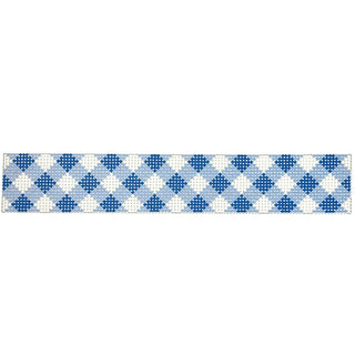 Blue Gingham Key Fob Printed Canvas Two Sisters Needlepoint 
