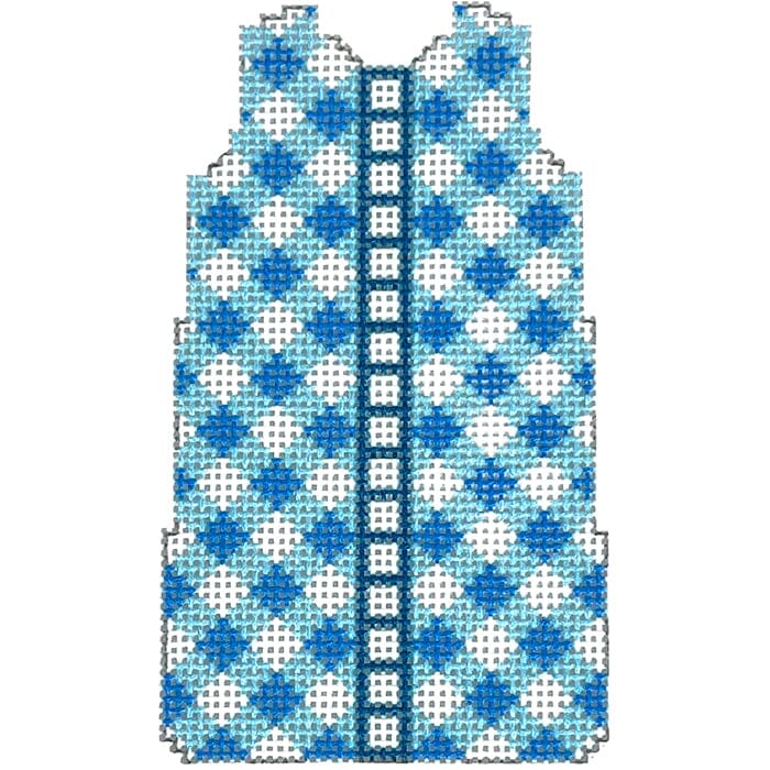 Blue Gingham Mini Shift Printed Canvas Two Sisters Needlepoint 
