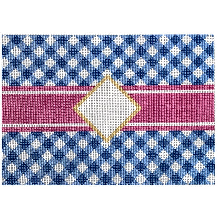 Blue Gingham/Mono Clutch Printed Canvas Two Sisters Needlepoint 