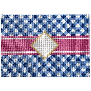 Blue Gingham/Mono Clutch Printed Canvas Two Sisters Needlepoint 
