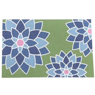 Blue Graphic Flower Clutch 18 mesh Painted Canvas Pepperberry Designs 
