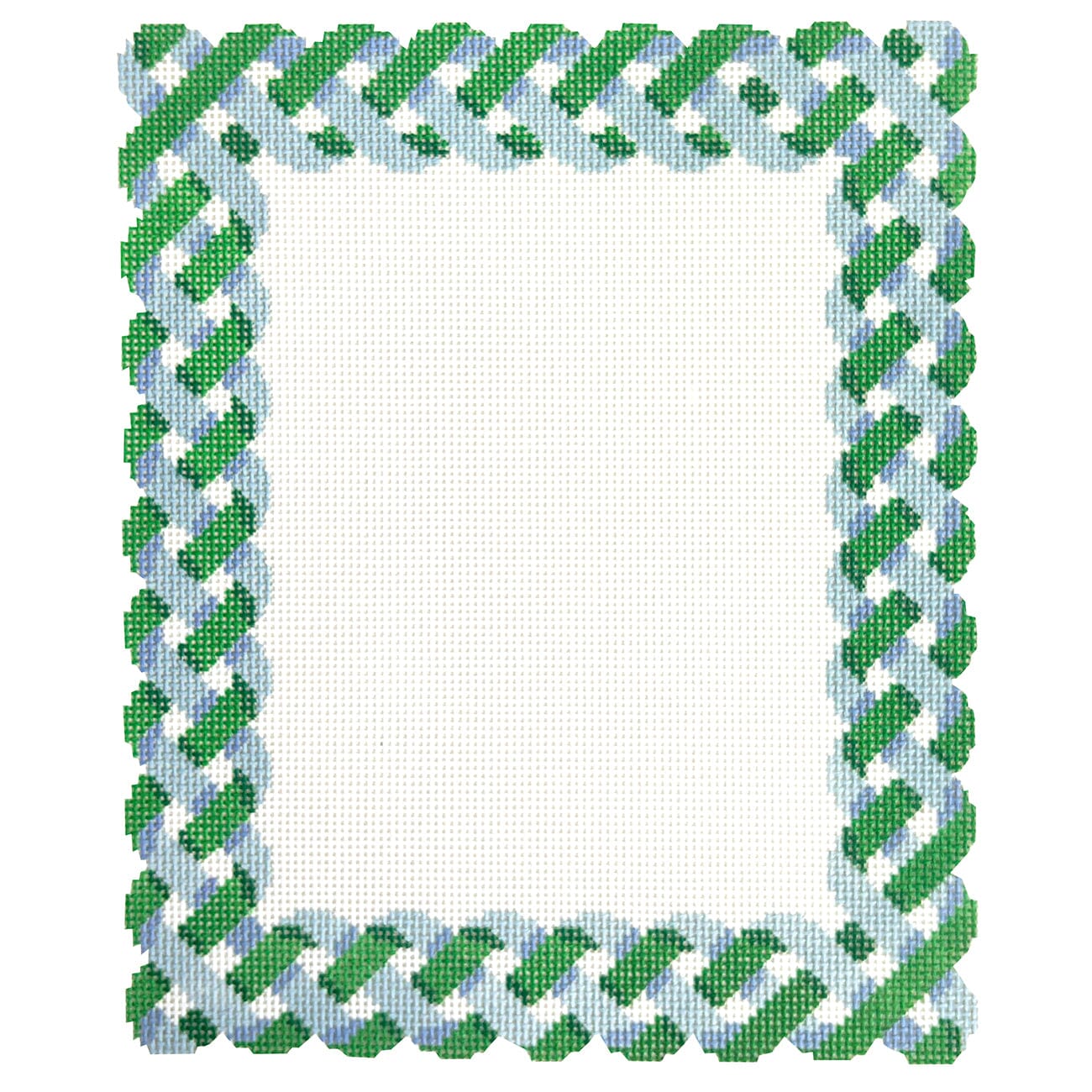 Blue / Green Rope Frame Painted Canvas Anne Fisher Needlepoint LLC  - 1