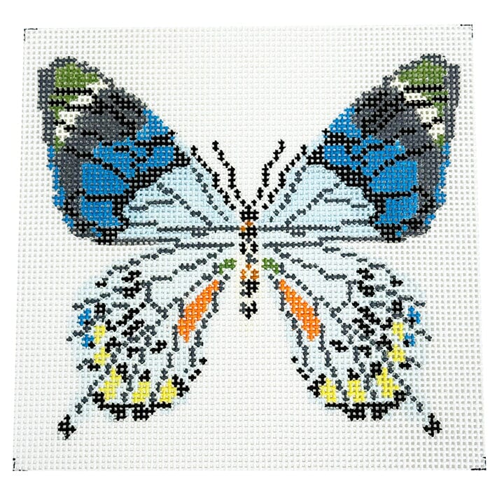 Blue Grey Butterfly on 13 Painted Canvas Initial K Studio  - 1