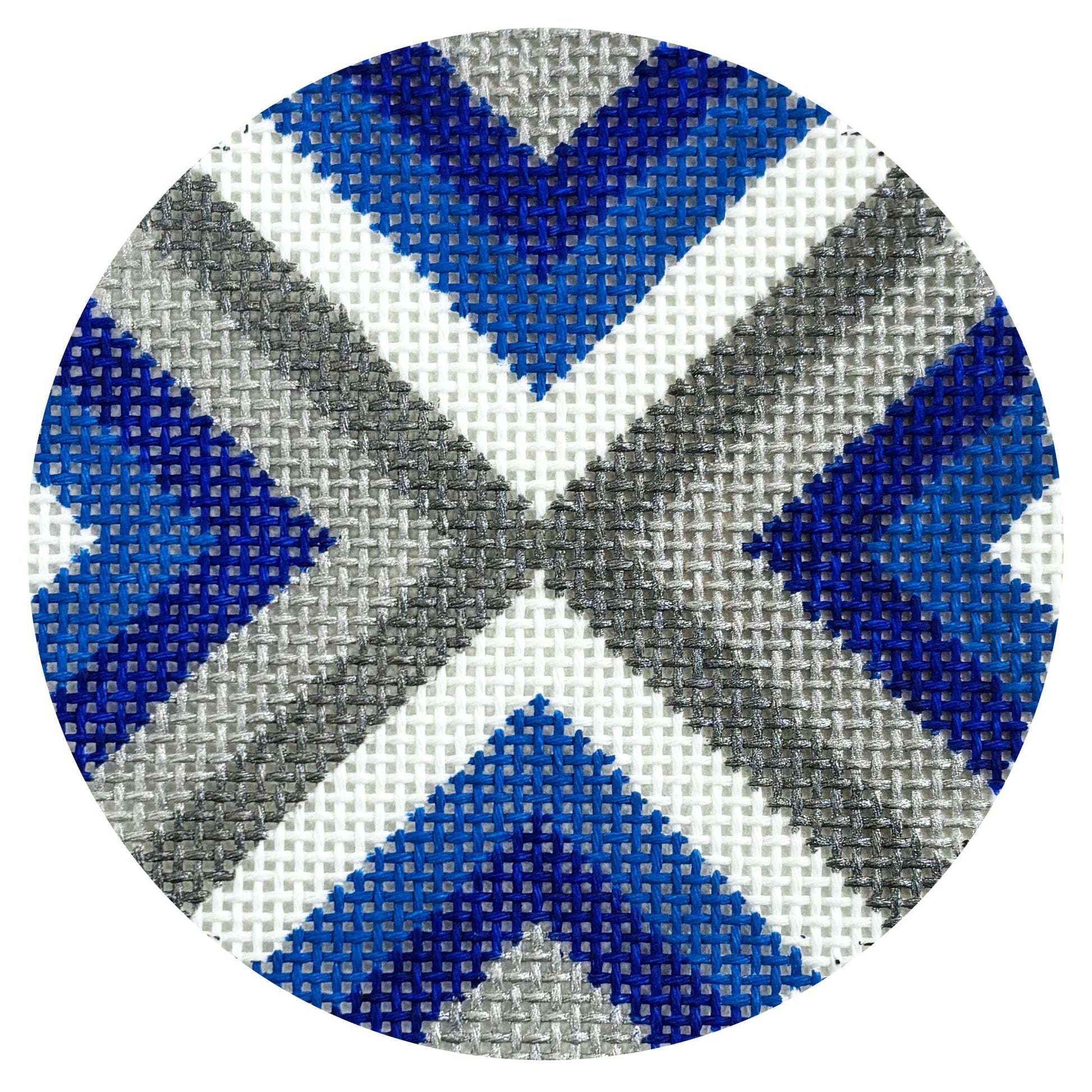 Blue Grey Stripe 4" Round Painted Canvas Initial K Studio 