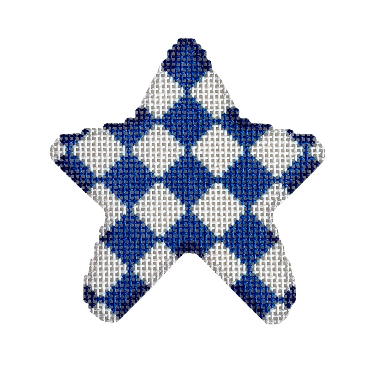 Blue Harlequin Mini Star Printed Canvas Two Sisters Needlepoint  - 1