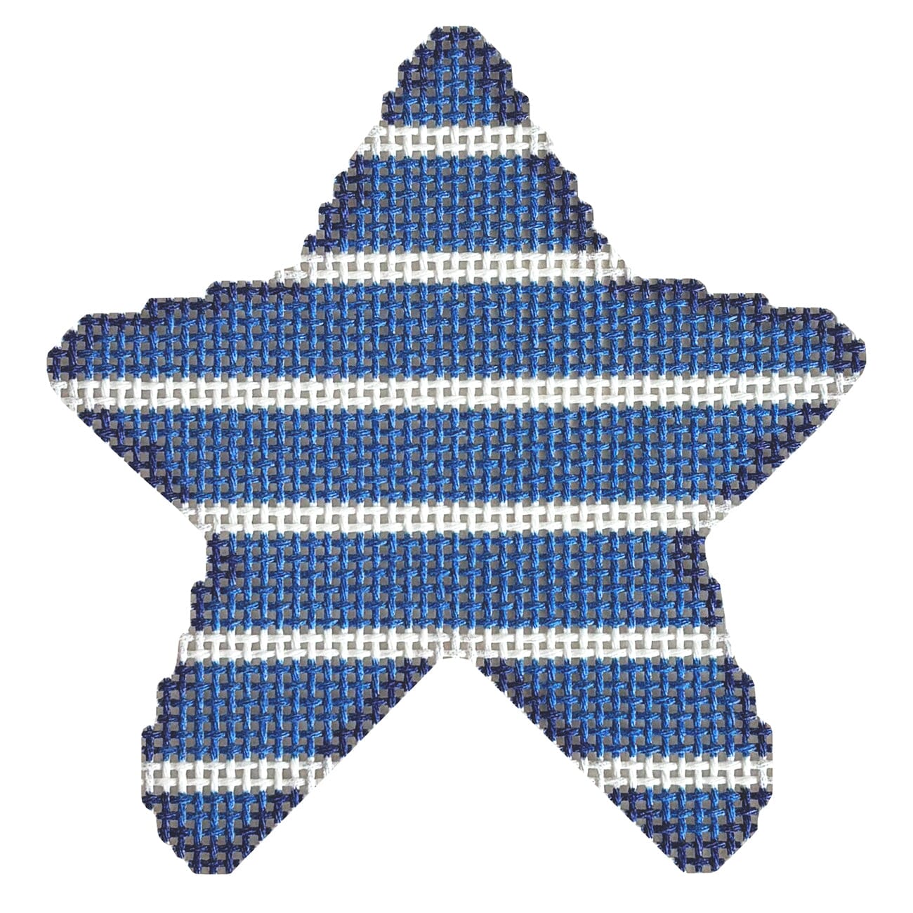 Blue Horizontal Star Printed Canvas Two Sisters Needlepoint  - 2