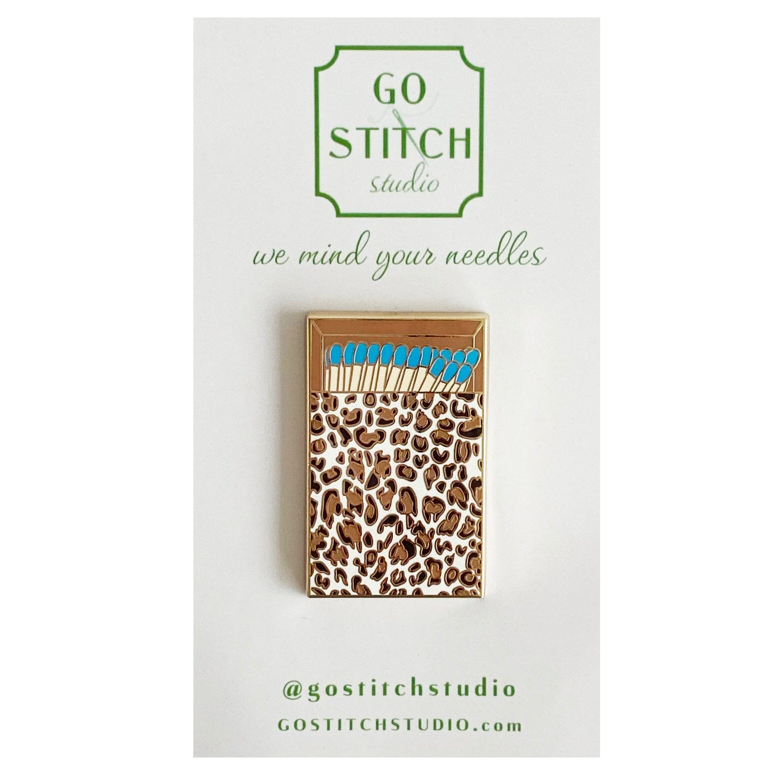 Blue Leopard Print Matchbox Needle Minder Accessories Go Stitch Studio  - 1
