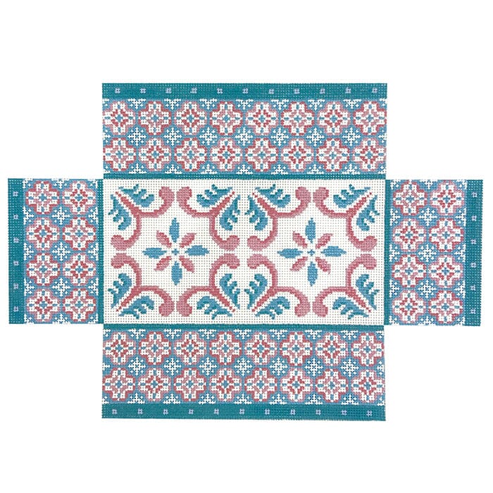 Blue Moroccan Tile Brick Cover Painted Canvas Susan Roberts Needlepoint Designs Inc. 
