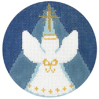 Blue Nativity   Angel Ornament Painted Canvas NDLPT Designs 
