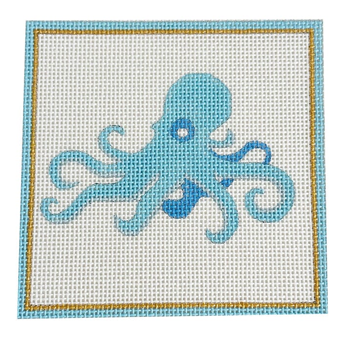 Blue Octopus 4" Square Painted Canvas Raymond Crawford Designs 