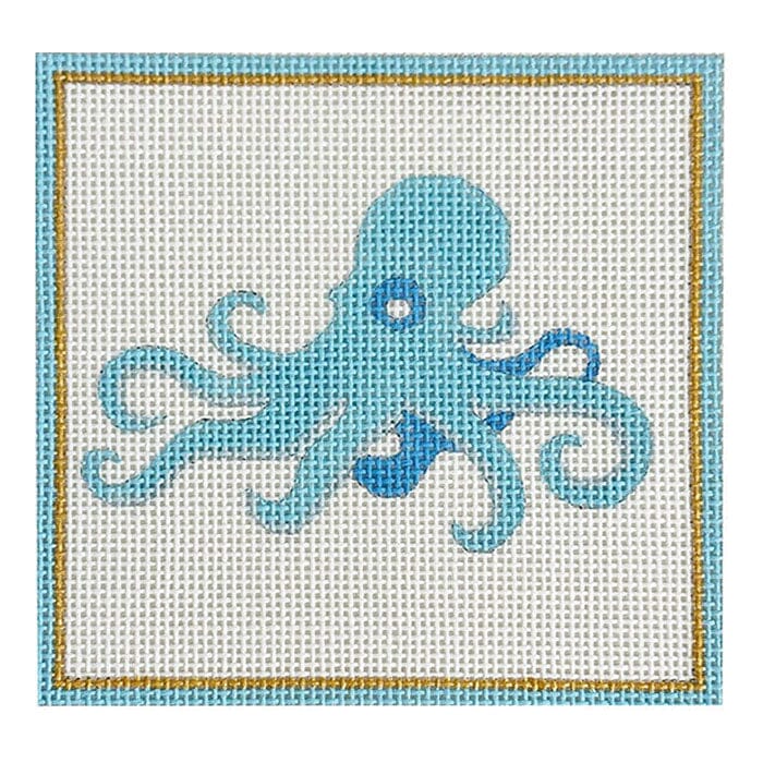 Blue Octopus 4" Square Painted Canvas Raymond Crawford Designs 