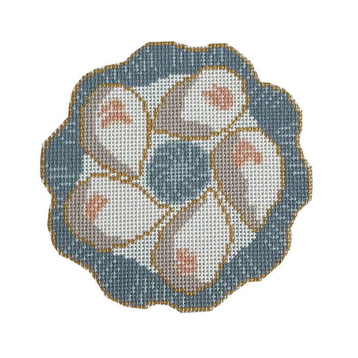 Blue Oyster Plate   18M Painted Canvas Stitching with Stacey 
