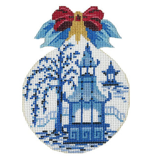 Blue Pagoda Kissing Ball Painted Canvas The Colonial Needle Company 
