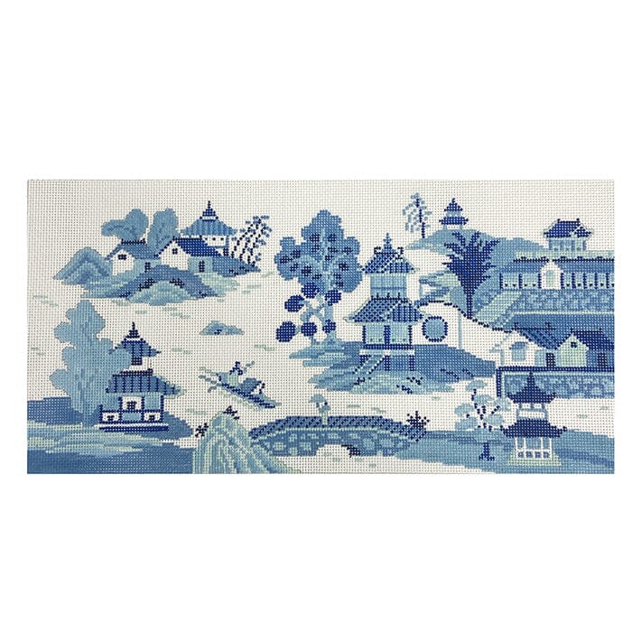 Blue Porcelain Scene on 13 Painted Canvas Susan Roberts Needlepoint Designs Inc.  - 1